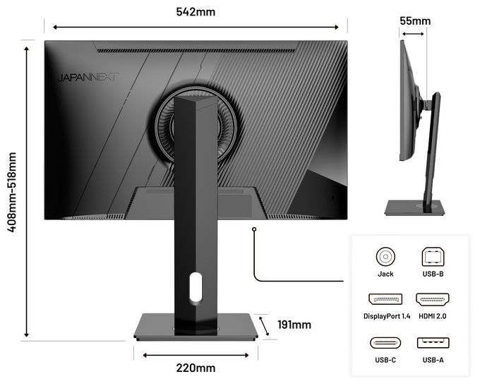 4K Ultra HD Monitor 60,5 cm (23.8 Zoll) 16:9 8 ms  JN-IPS2380UHDR-C65W-HSP (Schwarz) 