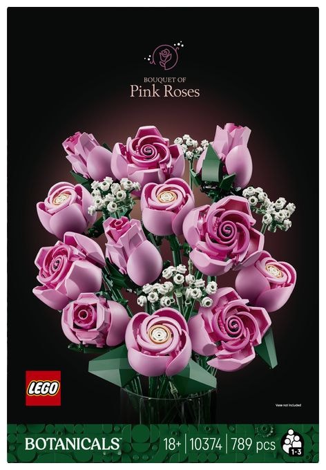 789 Teile  Botanicals Rosa Rosenstrauß Bauset (Mehrfarbig) 