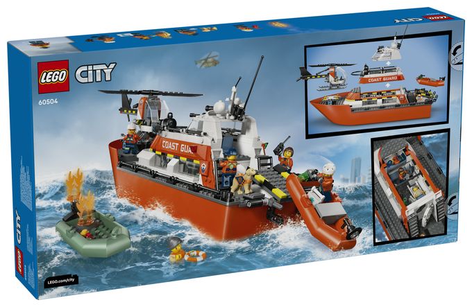 Rettungsboot der Küstenwache mit Hubschrauber 