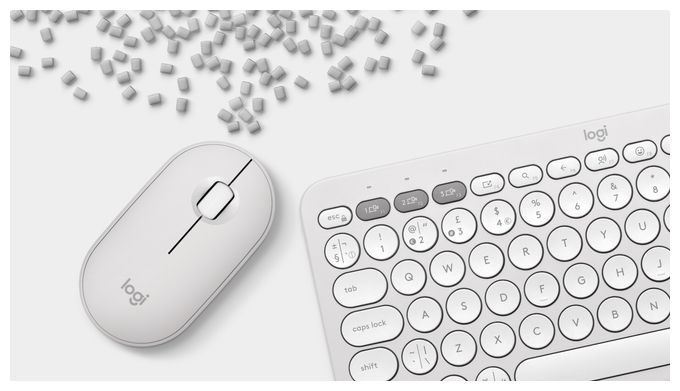 Universal Tastatur RF Wireless + Bluetooth  Pebble 2 Combo (Weiß) 