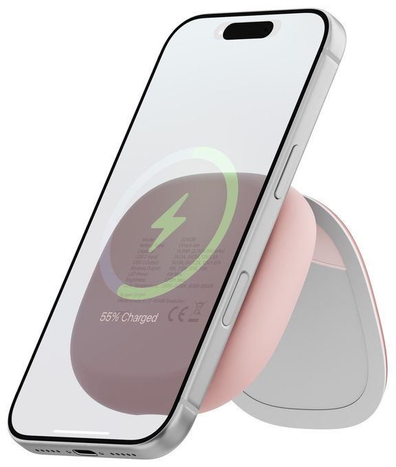 4000 mAh Powerbank USB Typ-C Kabelloses Laden  Schminkspiegel mit (Rose) 