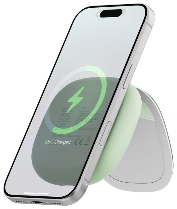 4000 mAh Powerbank USB Typ-C Kabelloses Laden  Schminkspiegel mit (Mint) 