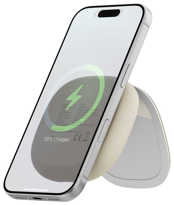 4000 mAh Powerbank USB Typ-C Kabelloses Laden  Schminkspiegel mit (Sand) 