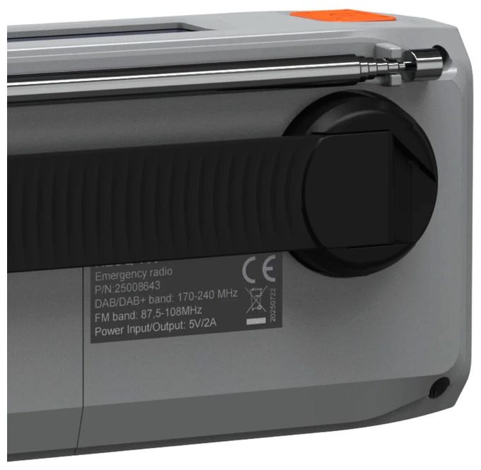 Bluetooth DAB, DAB+, FM Radio Tragbar IPX3  RESQ100 Kurbelradio (Hellgrau) 