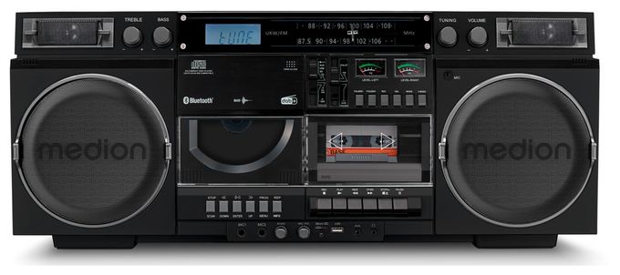 DAB+, FM, PLL 20 W Bluetooth  Life P66538 Retro Boombox (Schwarz) 