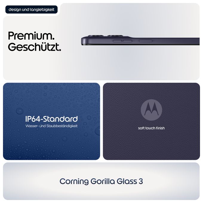 128 GB Smartphone 17,1 cm (6.72") 2,0 GHz Android 50 MP Dual Kamera Dual Sim WiFi 5 (PANTONE Evening Blue) Moto G17 