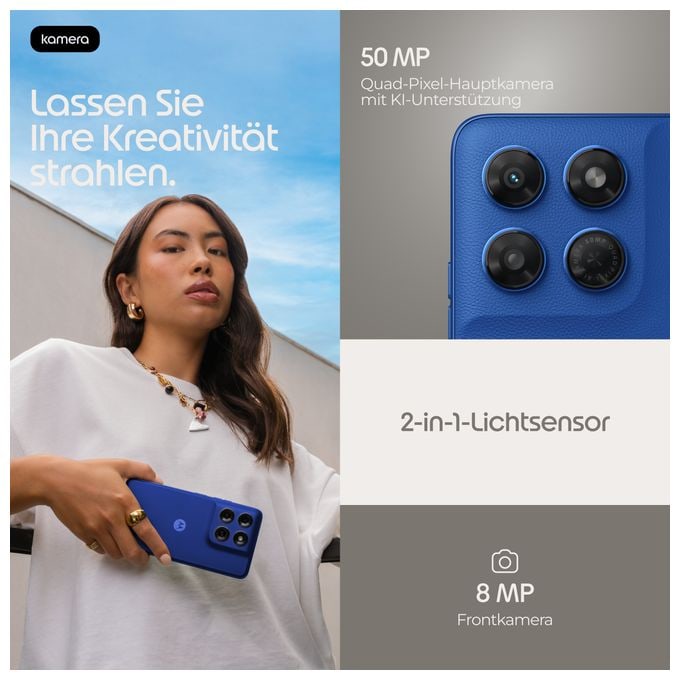 128 GB 5G Smartphone 16,9 cm (6.67 Zoll) Android 50 MP Einzelne Kamera Kamera Dual Sim WiFi 5 (PANTONE Nautical Blue) Moto G37 