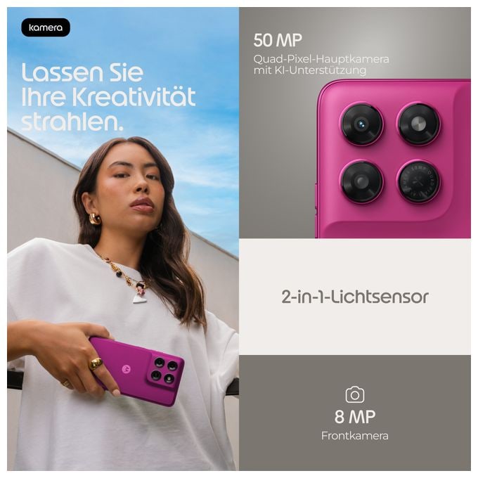 128 GB 5G Smartphone 16,9 cm (6.67 Zoll) Android 50 MP Einzelne Kamera Kamera Dual Sim WiFi 5 (PANTONE Fuchsia Red) Moto G37 