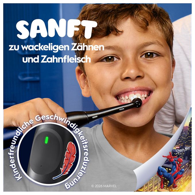 Rotierende Zahnbürste für Kinder  iO Kids 6+ Spiderman (Schwarz) 