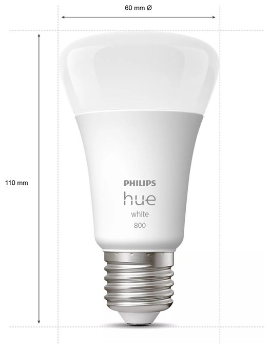 LED Intelligentes Leuchtmittel Weiches Weiß Hue White E27 A60 Viererpack 