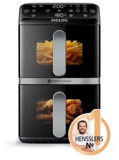 Doppel Heißluftfritteuse 10 l 2750 W  Series 4000 NA461/00 (Schwarz, Silber) 