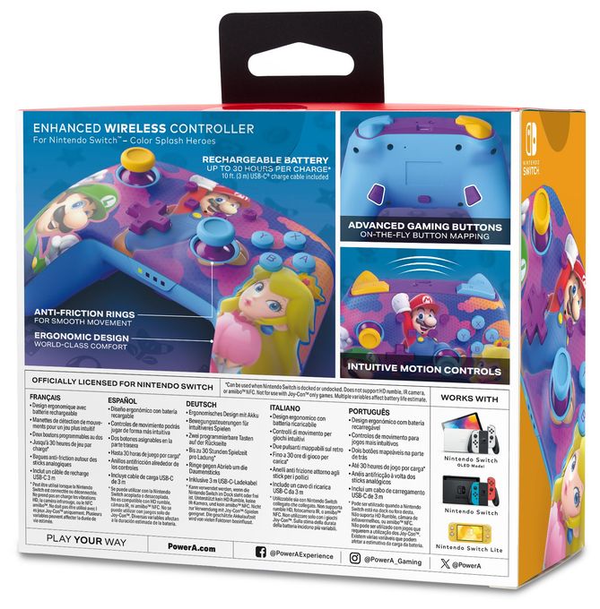 Analog / Digital Gamepad für Nintendo Switch, Nintendo Switch Lite, Nintendo Switch OLED  Enhanced Wireless Controller Super Mario - Color Splash Heroes (Mehrfarbig) 