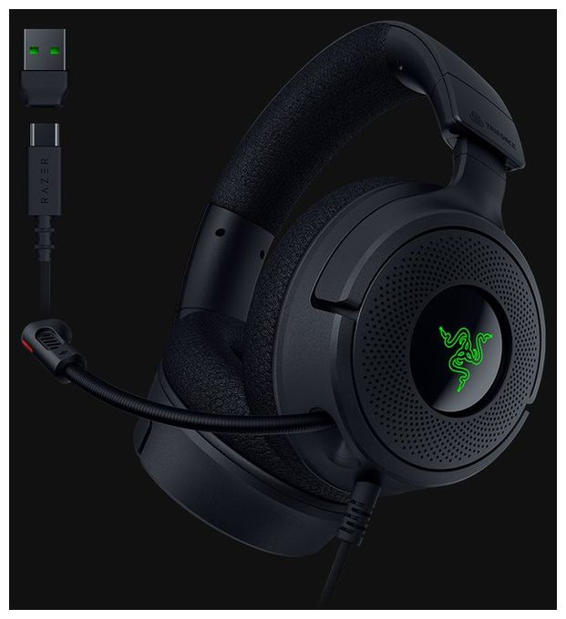 Ohraufliegender Kopfhörer Kabelgebunden USB Type-C / USB Type-A  Kraken V4 X (Schwarz) 