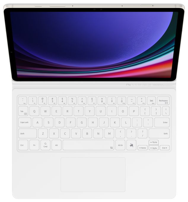 für Samsung Galaxy Tab S9, Galaxy Tab S9 FE bis 27,9 cm (11") Kratzresistent  Book Cover Keyboard (Weiß) 