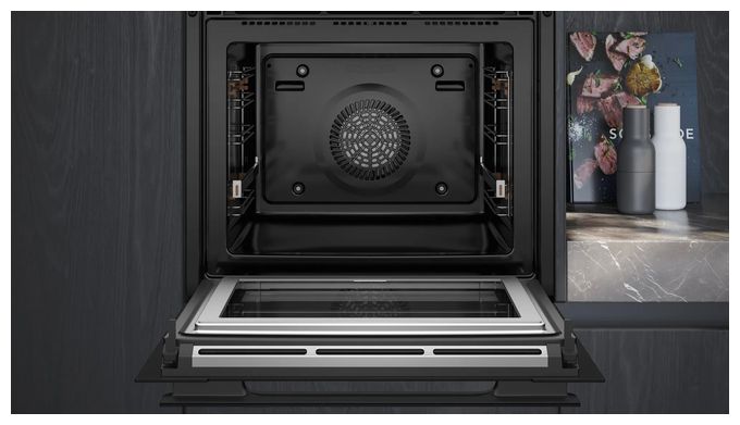 Einbaubackofen groß AutoClean Mikrowelle (Schwarz) iQ700 HN978GMB1 