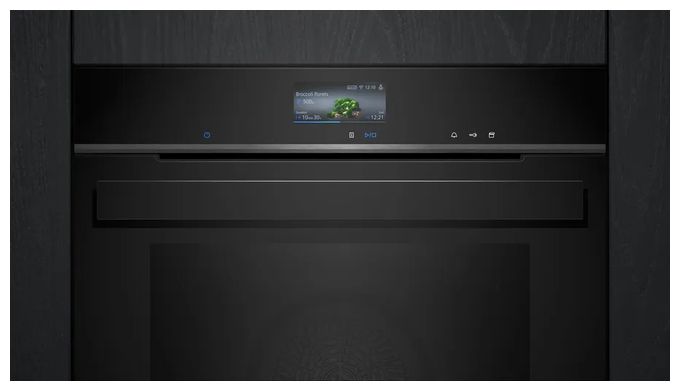 Einbaubackofen groß Dampfgaren AutoClean (Edelstahl, Schwarz) iQ700 HR976GMB1 