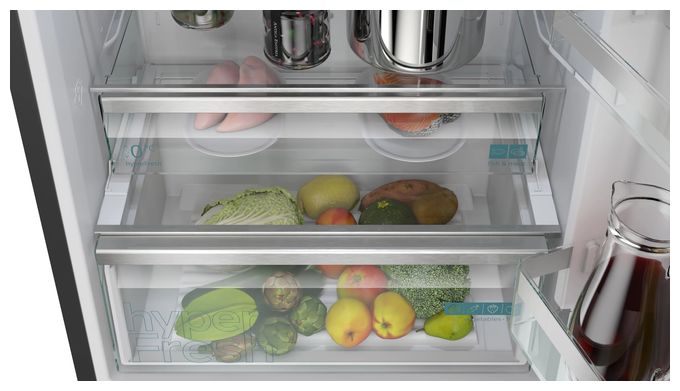 311 l / 129 l Kühl-Gefrierkombi freistehend NoFrost 178 kWh Jahr  iQ300 KG49NVXCG (Schwarz, Stahl) 
