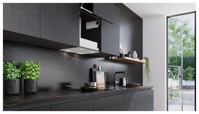 Abluft/Umluft Dunstabzugshaube/Esse Einbau 53 cm (Metallisch, Silber) iQ300 LB55566 Lüfterbaustein 