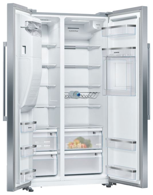 Side-by-Side Kühl-/ Gefrierkombination 369 l / 191 l 323 kWh NoFrost 1787 mm x 908 mm  iQ500 KA93GAIEP (Edelstahl) 