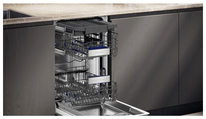 45 cm Geschirrspüler vollintegriert (ohne Front) Leise 10 Maßgedecke aquaStop Funktion Wärmetauscher iQ500 SR65EX09ME 