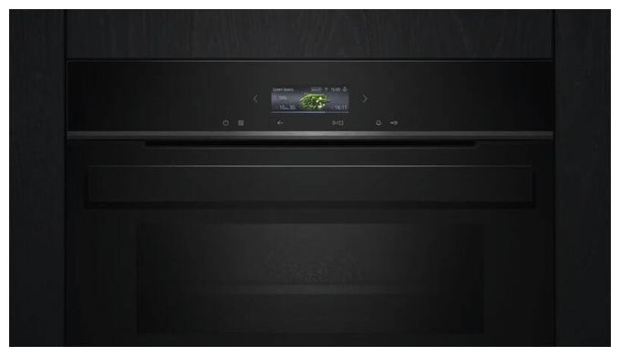 Einbaubackofen kompakt AutoClean Mikrowelle (Schwarz/Edelstahl) iQ700 CM924G1B1 