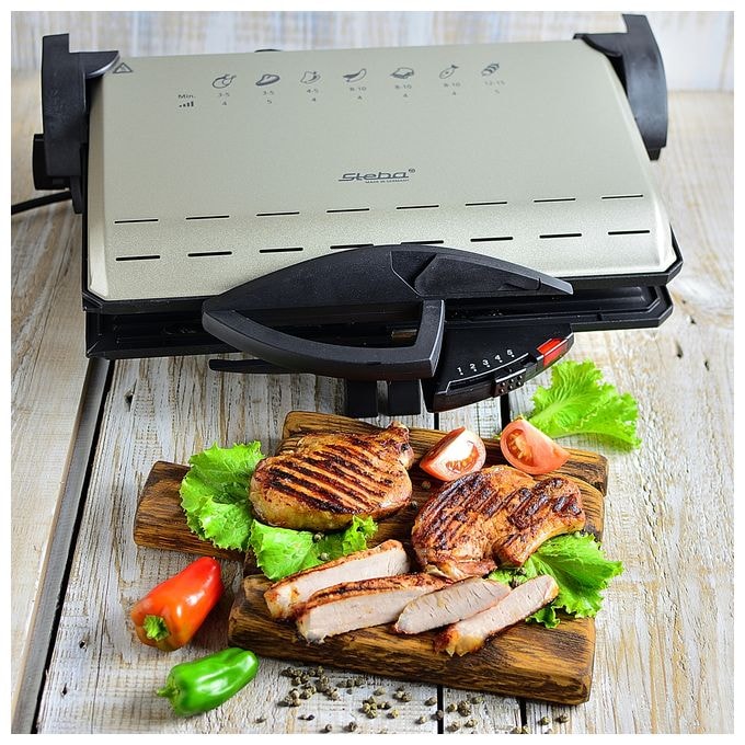 2000 W mit 370 x 230 mm Fläche  PG 4.4 Kontaktgrill (Schwarz, Champagner) 