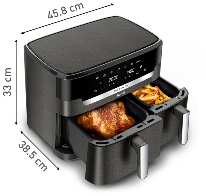 Doppel Heißluftfritteuse 11 l 2020 W  EY942HE0 Easy Fry Dual XXL (Grau) 