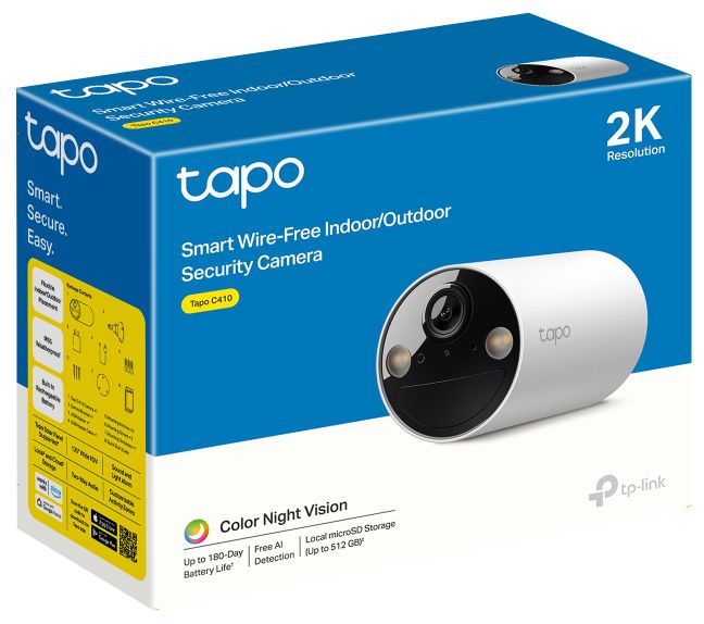 2304 x 1296 Pixel IP-Sicherheitskamera IP65 Außen Nachtsicht  Tapo C410 (Weiß) 