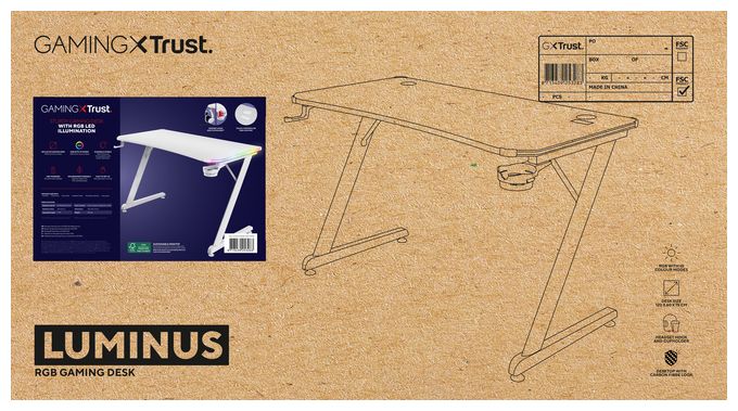 bis 150 kg  GXT709 Luminus RGB Gamingtisch (Weiß) 