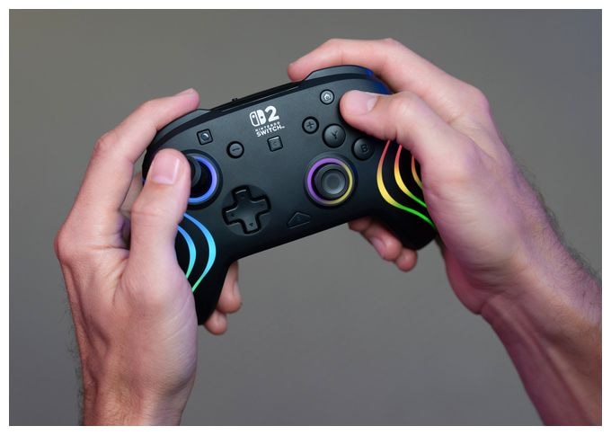 Gamepad für Nintendo Switch, Nintendo Switch 2, Nintendo Switch Lite, Nintendo Switch OLED  Afterglow Wave Wireless Controller (Schwarz) 