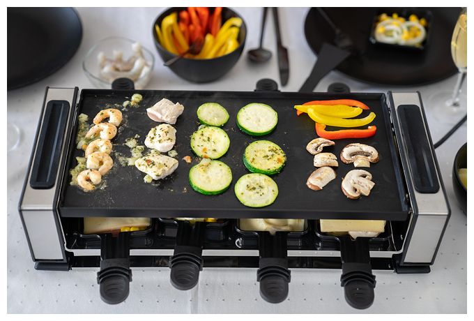 Raclette für 8 Personen 1200 W  48730 Finesse Basic (Schwarz/Edelstahl) 