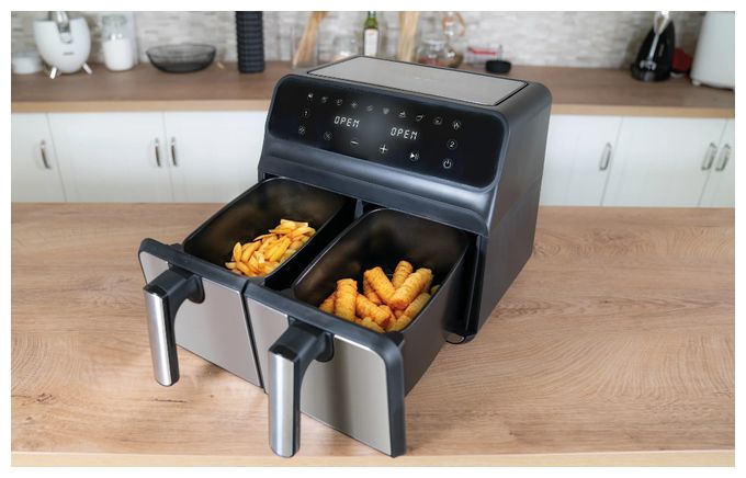Doppel Heißluftfritteuse 8 l 1700 W  58685 Twin Zone (Schwarz, Grau) 