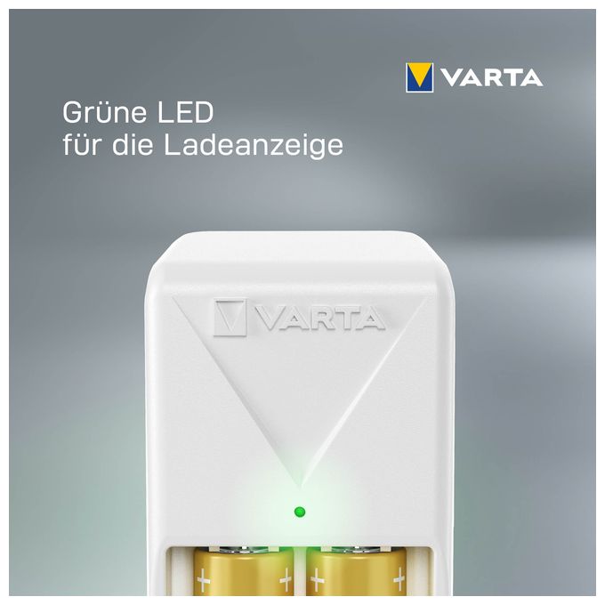 Akku Ladegerät, inkl. 2X AA 2100mAh, Batterieladegerät für wiederaufladbare Batterien, lädt 2 AA/AAA gleichzeitig, Mini Charger, weiß 