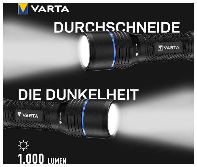 Night Cutter Pro F20R Hochleistungs-LED-Taschenlampe (1000lm, wasserdicht IP67, Luftfahrtaluminium, Präzisionsfokus, inkl. Schlüsselband) schwarz für den professionellen Einsatz, Outdoor oder Haushalt 
