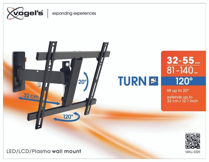 Wand Halterung 120° bis 139,7 cm (55") 20 kg 0 - 20° Wall 2225 
