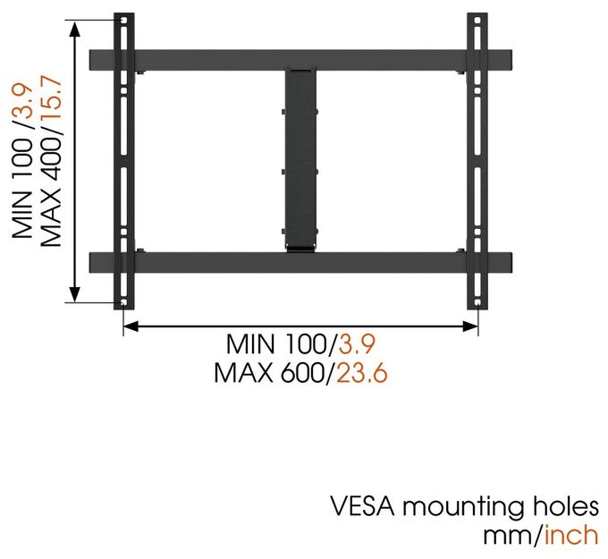 Wand Halterung 180° bis 165,1 cm (65") 30 kg 0 - 20° Wall 2345 