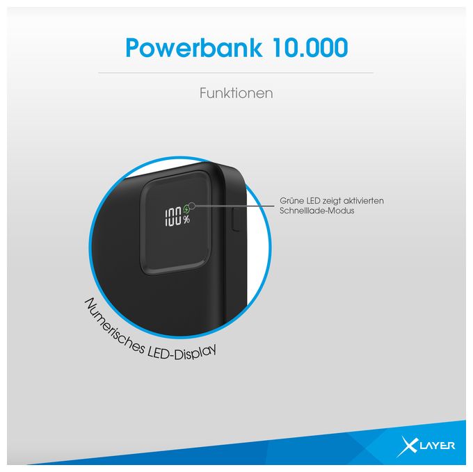 10000 mAh Powerbank Mikro-USB  220139 (Schwarz) 