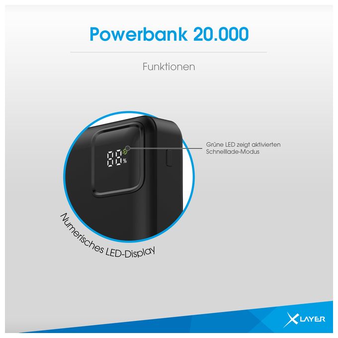 20000 mAh Powerbank Mikro-USB  220140 (Schwarz) 