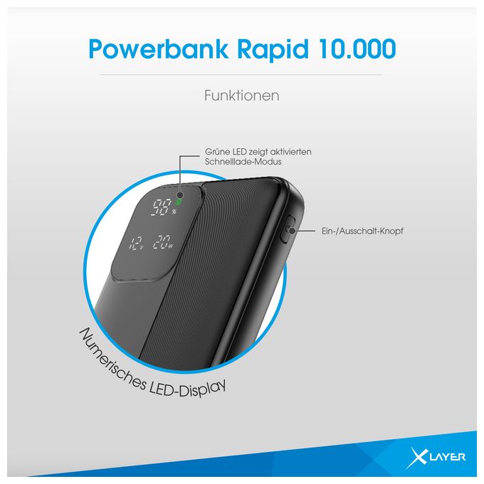 10000 mAh Powerbank USB Typ-C  Rapid (Schwarz) 