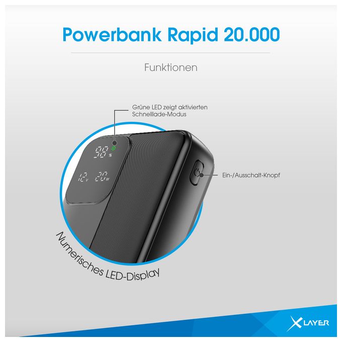 20000 mAh Powerbank USB Typ-C  Rapid (Schwarz) 