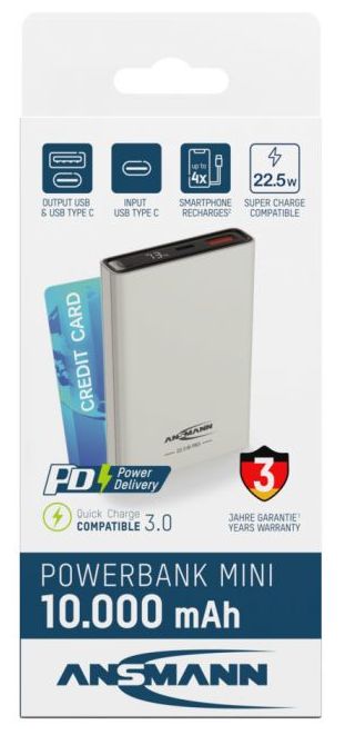 10000 mAh Powerbank USB Typ-C  1700-0156 (Weiß) 