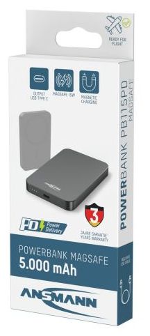 5000 mAh Powerbank USB Typ-C Kabelloses Laden  PB115PD (Anthrazit) 