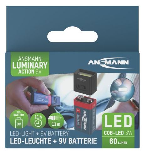 Taschenlampe COB LED-Leuchte mit 9V Batterie batteriebetrieben 