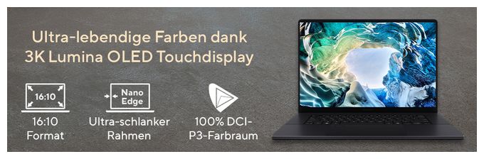 2K Ultra HD Notebook 40,6 cm (16 Zoll) 2880 x 1800 Pixel 1 TB SSD Windows 11 Home AMD Ryzen 9 max. 5,1 GHz  H7606WP-SR271W (Schwarz) 