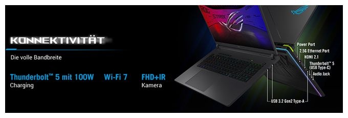 WQXGA Notebook 40,6 cm (16 Zoll) 2560 x 1600 Pixel 1 TB SSD Windows 11 Home Intel Core Ultra 7 max. 5,2 GHz  ROG Strix G615LR-S5177W (Grau) 