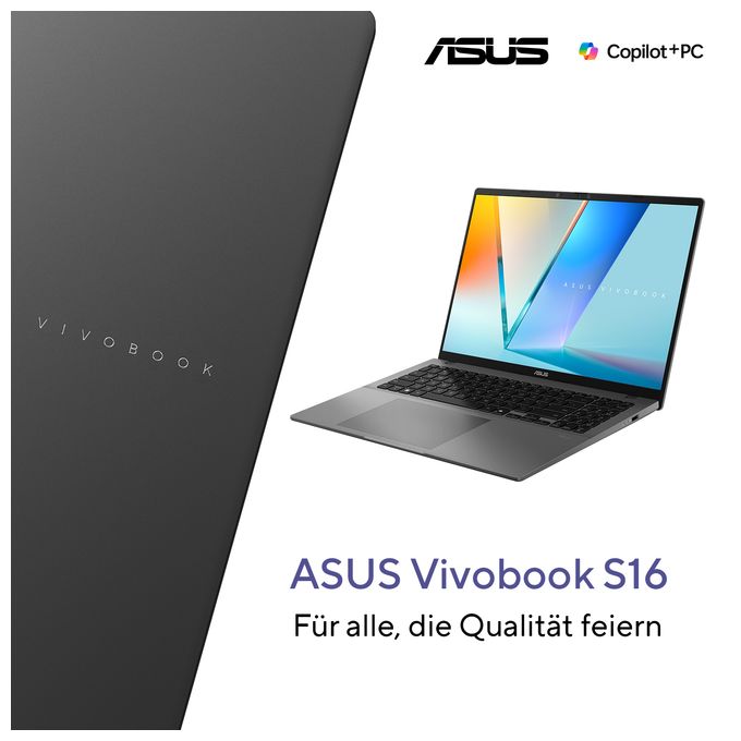 WUXGA Notebook 40,6 cm (16 Zoll) 1920 x 1200 Pixel 1 TB SSD Windows 11 Home Qualcomm Snapdragon max. 3 GHz  Vivobook S16 S3607QA-SH095W (Silber) 