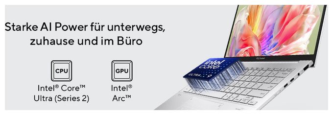 WUXGA Notebook 35,6 cm (14 Zoll) 1920 x 1200 Pixel 1 TB SSD Windows 11 Home Intel Core Ultra 9 max. 5,4 GHz  Zenbook 14 UX3405CA-QL205W (Blau) 