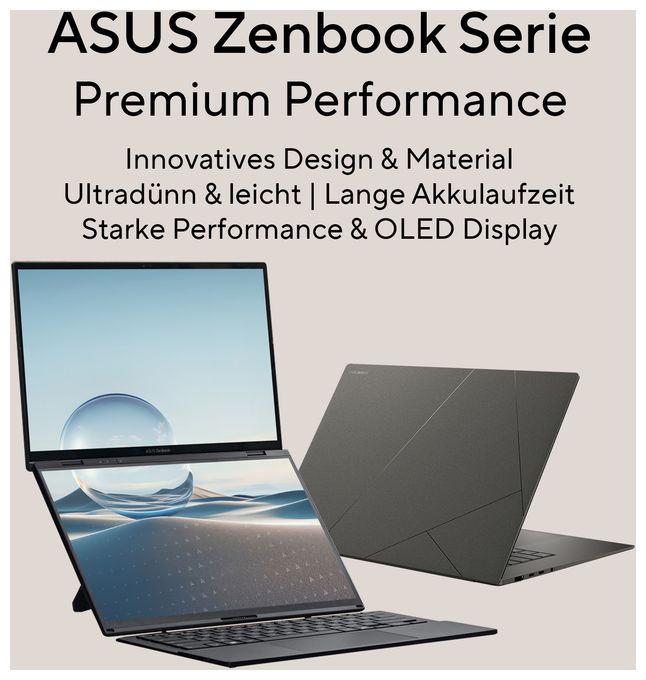 WUXGA Notebook 35,6 cm (14 Zoll) 1920 x 1200 Pixel 1 TB SSD Windows 11 Home Qualcomm Snapdragon max. 3 GHz  Zenbook A UX3407QA-QD305W Copilot+ PC (Beige) 