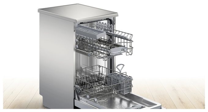 45 cm Geschirrspüler freistehend leise 10 Maßgedecke aquaStop Funktion Wärmetauscher (Edelstahl) Serie 2 SPS2HKI02E 