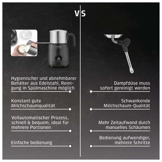 Milchaufschäumer Automatischer Milchaufschäumer/-wärmer ca. 350 ml  1667 PremiumLatte XL (Schwarz, Edelstahl) 